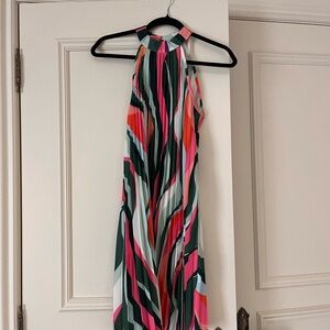 Multicolor Halter Neck Midi Dress